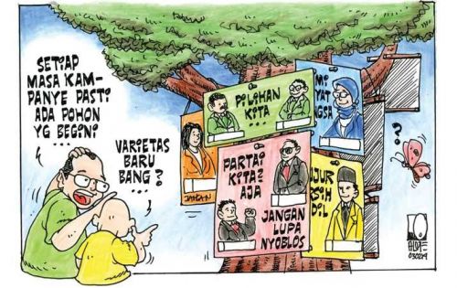 Warga Minta Paslon Pilkada Kota Bekasi Tidak Pasang APK di Pohon