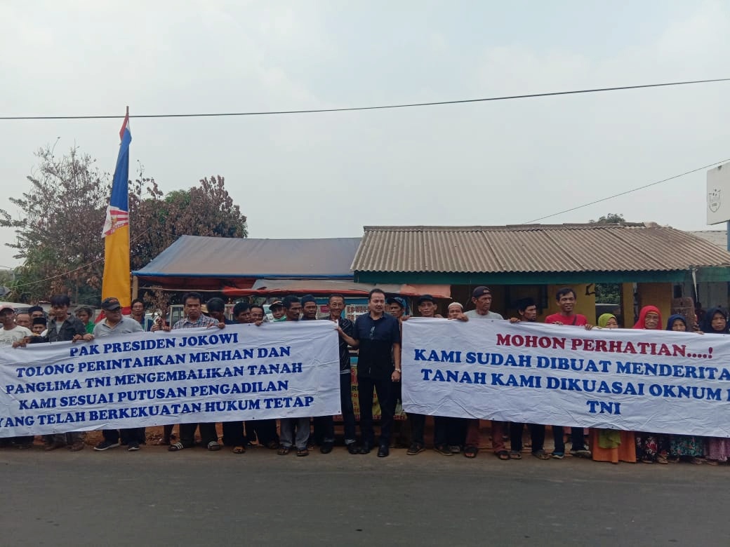 Warga Jatikarya Tuntut Mabes TNI Hentikan Aktivitas Pemagaran di Lahan Sengketa